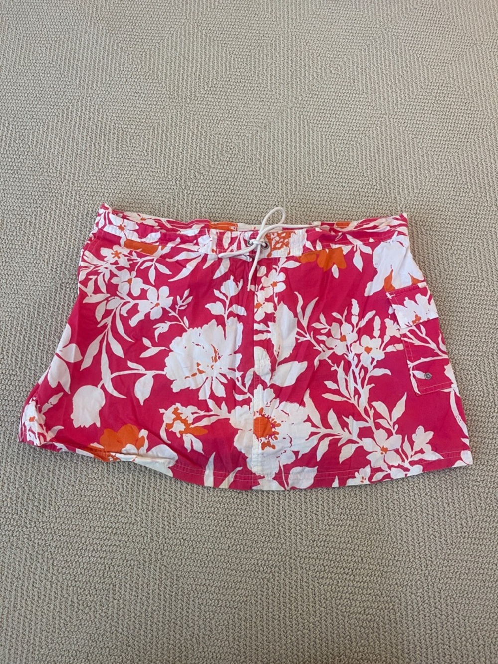 J. Crew Pink Floral Mini Skirt with White and Orange Accents